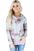 Grey Floral Print Drawstring Hoodie